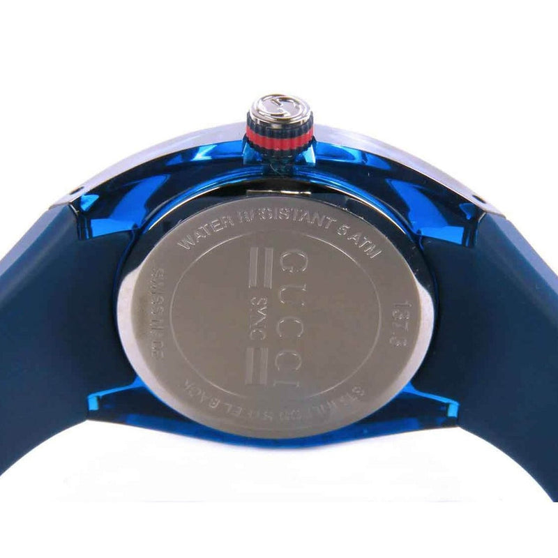 Shop Gucci Sync Quartz Blue Dial Blue Rubber Strap Watch For Men - YA137304 in USA