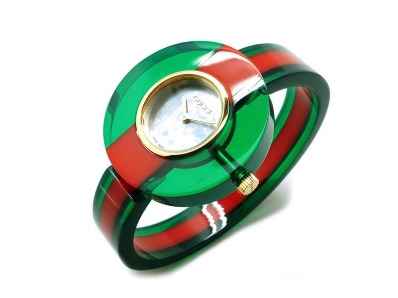 Gucci Vintage Web Mother of Pearl Dial Two Tone Plastic Strap Watch For Women - YA143403 Buy Now By Gucci
