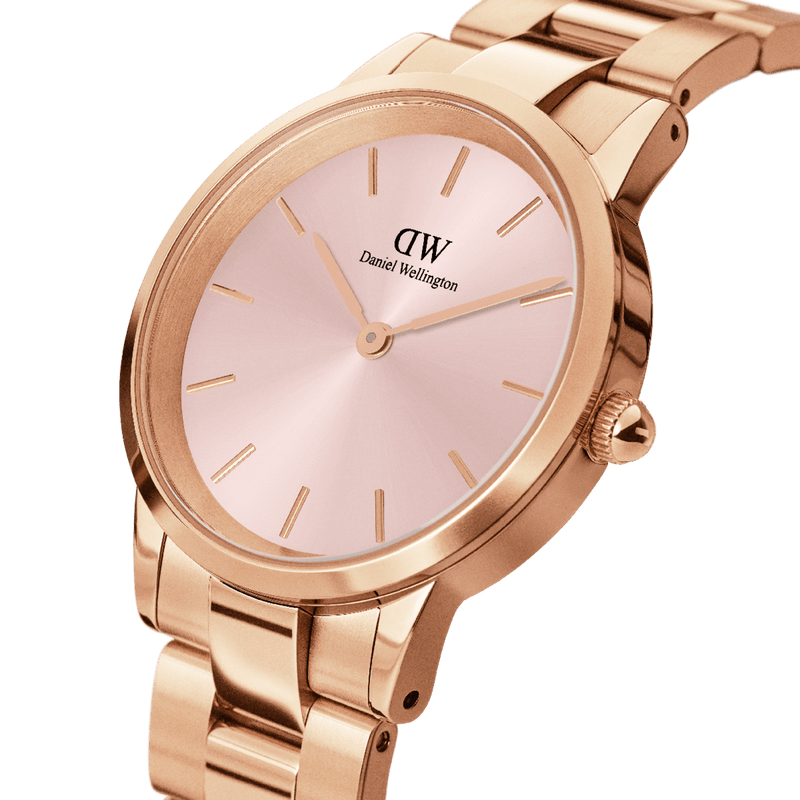 Daniel Wellington Iconic Link Pink Dial Rose Gold Steel Strap Watch For Women - DW00100335 Buy Now By Daniel Wellington