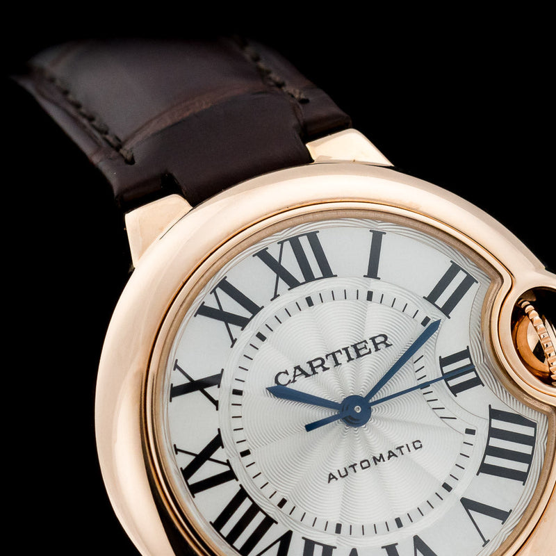 Shop Cartier Ballon Bleu De Cartier Silver Dial Brown Leather Strap Watch for Women - W6920097 in USA