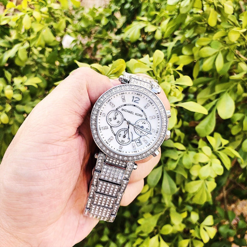 Michael Kors Parker Mother of Pearl Dial Diamonds Silver Steel Strap Watch for Women - MK5572 Buy Now By Michael Kors