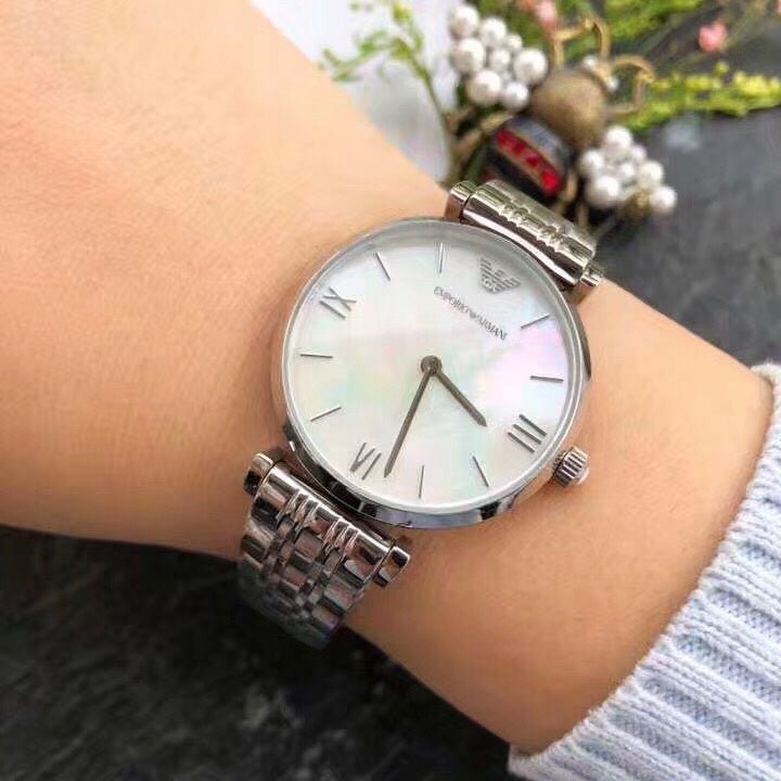 Emporio Armani T Bar Mother of Pearl Dial Steel Strap Watch For Women - AR1682 Buy Now By Emporio Armani