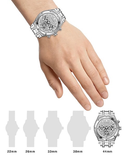 Shop Guess Continental Silver Dial Silver Steel Strap Watch for Men - GW0261G1 in USA
