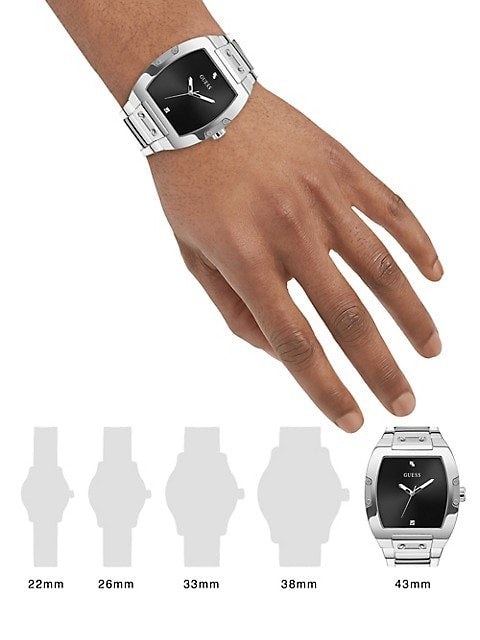 Shop Guess Phoenix Black Dial Silver Steel Strap Watch for Men - GW0387G1 in USA