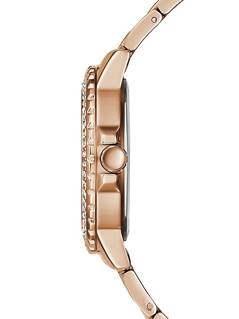 Guess Crown Jewel Multifunction Diamonds White Dial Rose Gold Steel Strap Watch For Women - GW0410L3 Buy Now By Guess