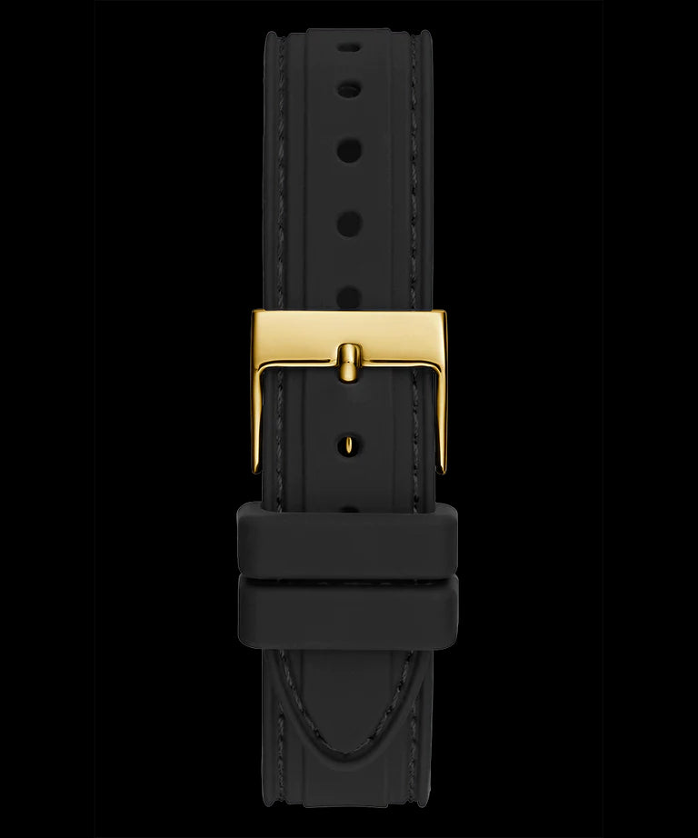 Guess Cosmic Multifunction Black Dial Black Silicone Strap Watch For Women - GW0466L1