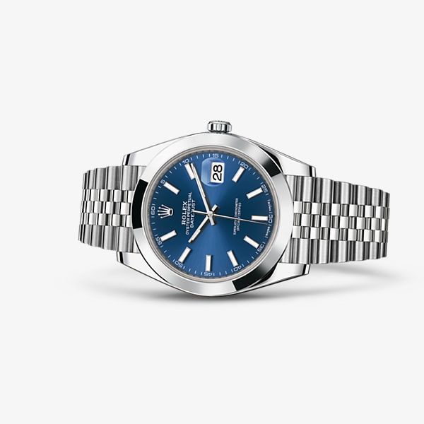 Shop Rolex Datejust 41 Oyster Blue Dial Silver Oystersteel Jubilee Bracelet Watch for Men - M126300-0002 in USA