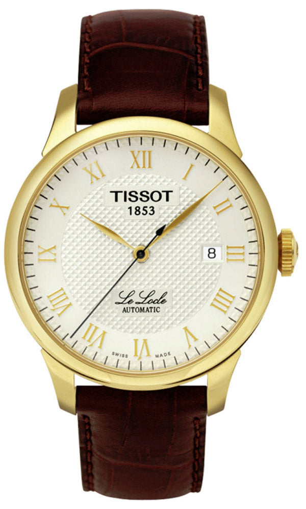 Shop Tissot T Classic Le Locle Automatic Gold Dial Maroon Leather Strap Watch For Men - T41.5.413.73 in USA