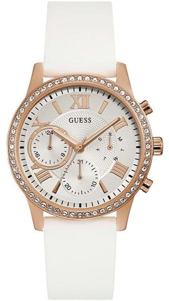 Shop Guess Solar White Dial White Rubber Strap Watch For Women - W1135L1 in USA