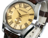 Emporio Armani Classic Quartz Beige Dial Brown Leather Strap Watch For Men - AR0646 Buy Now By Emporio Armani
