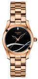 Tissot T Wave Black Dial Rose Gold Steel Strap Watch For Women - T112.210.33.051.00