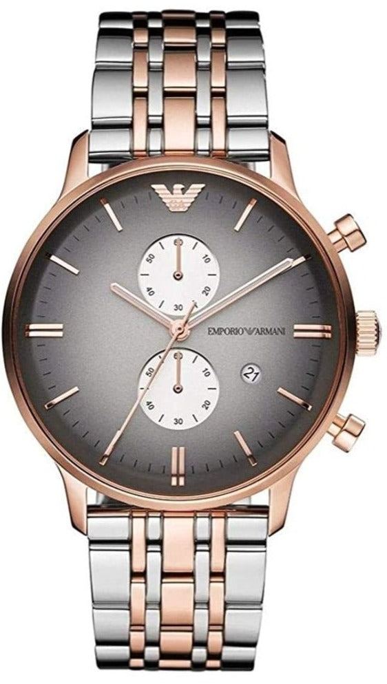 Emporio Armani Gianni Chronograph Grey Dial Two Tone Steel Strap Watch For Men - AR1721 Buy Now By Emporio Armani