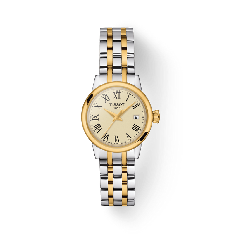 Tissot Classic Dream Lady Gold Dial Two Tone Steel Strap Watch For Women - T129.210.22.263.00 Buy Now By Tissot