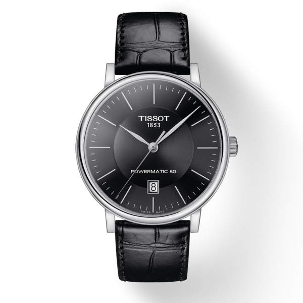 Tissot Carson Premium Powermatic 80 Black Dial Black Leather Strap Watch For Men - T122.407.16.051.00 Buy Now By Tissot