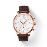 Tissot T Classic Tradition Chronograph White Dial Brown Leather Strap Watch For Men - T063.617.36.037.00 Buy Now By Tissot