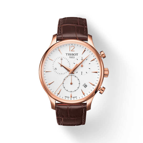 Tissot T Classic Tradition Chronograph White Dial Brown Leather Strap Watch For Men - T063.617.36.037.00 Buy Now By Tissot