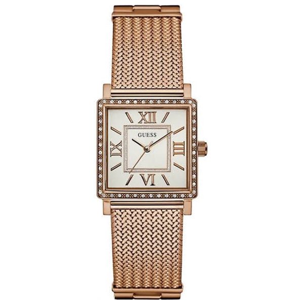 Guess Highline Off White Dial Rose Gold Stainless Steel Mesh Strap Watch For Women - W0826L3 Buy Now By Guess