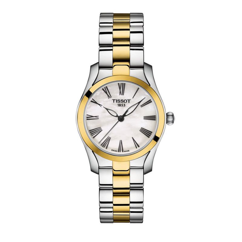 Tissot T Wave Lady White Mother of Pearl Dial Two Tone Steel Strap Watch For Women - T112. 210. 22. 113. 00 Buy Now By Tissot