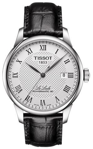Tissot Le Locle Powermatic 80 Silver Dial Black Leather Strap Watch For Men - T006.407.16.033.00