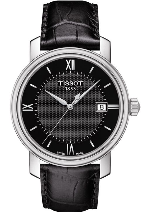 Shop Tissot T Classic Bridgeport Black Dial Black Leather Strap Watch For Men - T097.410.16.058.00 in USA