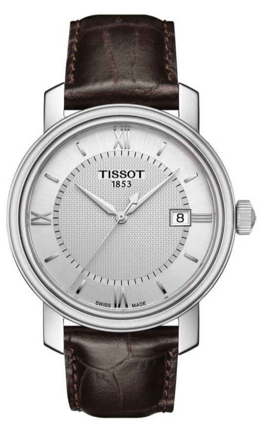 Shop Tissot T Classic Bridgeport Silver Dial Brown Leather Strap Watch For Men - T097.410.16.038.00 in USA