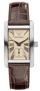 Emporio Armani Classic Beige Dial Brown Leather Strap Watch For Men - AR0154 Buy Now By Emporio Armani