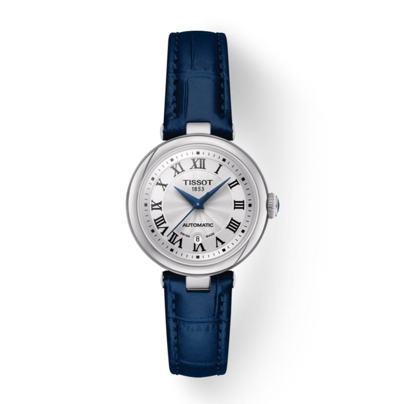 Tissot Bellissima Automatic Silver Dial Blue Leather Strap Watch For Women - T126.207.16.013.00 Buy Now By Tissot