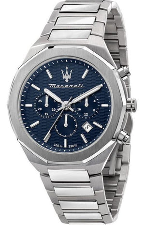 Maserati Stile Chronograph Blue Dial Silver Steel Strap Watch For Men - R8873642006