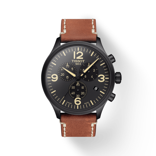 Tissot T Sport Chrono XL Black Dial Brown Leather Strap Watch For Men - T116.617.36.057.00 Buy Now By Tissot