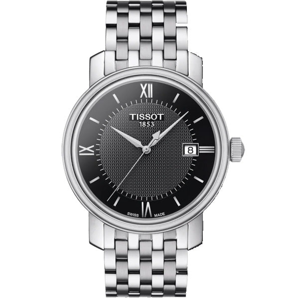 Shop Tissot T Classic Bridgeport Black Dial Silver Steel Strap Watch For Men - T097.410.11.058.00 in USA
