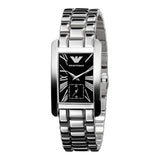 Emporio Armani Classic Black Dial Silver Stainless Steel Watch For Women - AR0157