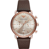 Emporio Armani Aviator Grey Dial Brown Leather Strap Watch For Men - AR11106 Buy Now By Emporio Armani