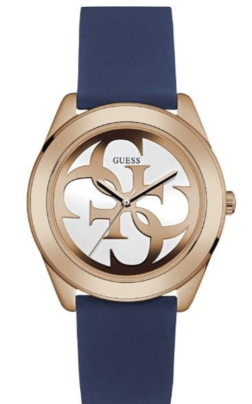 Shop Guess G Twist White Dial Blue Silicone Strap Watch For Women - W0911L6 in USA