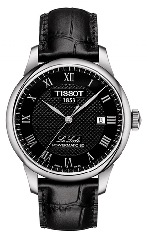 Tissot Le Locle Powermatic 80 Black Dial Black Leather Strap Watch For Men - T006.407.16.053.00