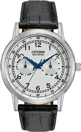 Citizen Eco Drive Silver Dial Black Leather Strap Watch For Men - AO9000-06B Buy Now By Citizen