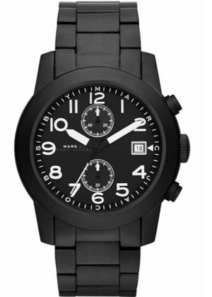 Marc Jacobs Larry Chronograph Black Dial Black Steel Strap Watch for Men - MBM5052