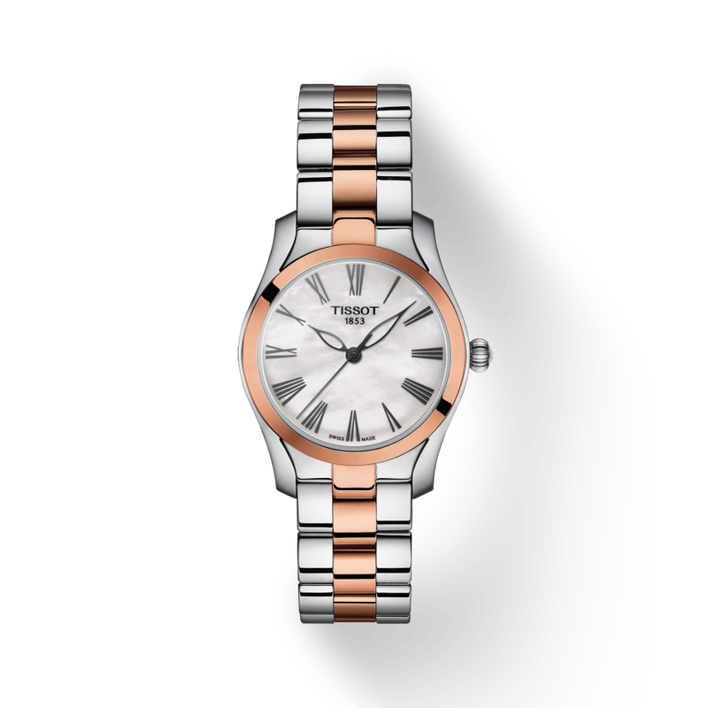 Tissot T Wave Mother of Pearl Dial Two Tone Steel Strap Watch For Women - T112.210.22.113.01 Buy Now By Tissot