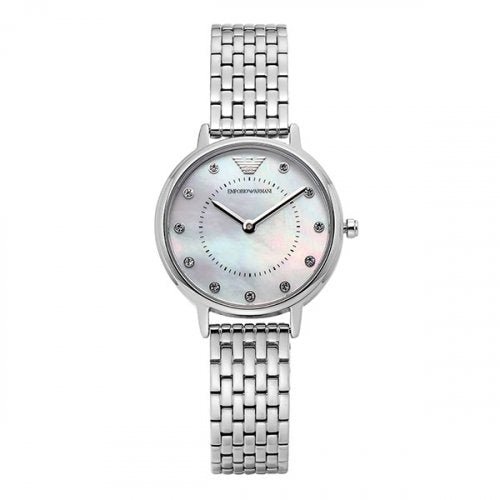 Shop Emporio Armani Kappa Mother of Pearl Dial Silver Mesh Bracelet Watch For Women - AR2511 in USA