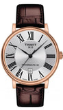 Tissot Carson Premium Powermatic 80 Silver Dial Brown Leather Strap Watch For Men - T122.407.36.033.00