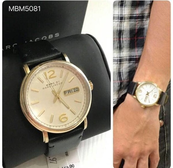 Marc Jacobs Fergus White Dial Black Leather Strap Watch for Men - MBM5081 Buy Now By Marc Jacobs