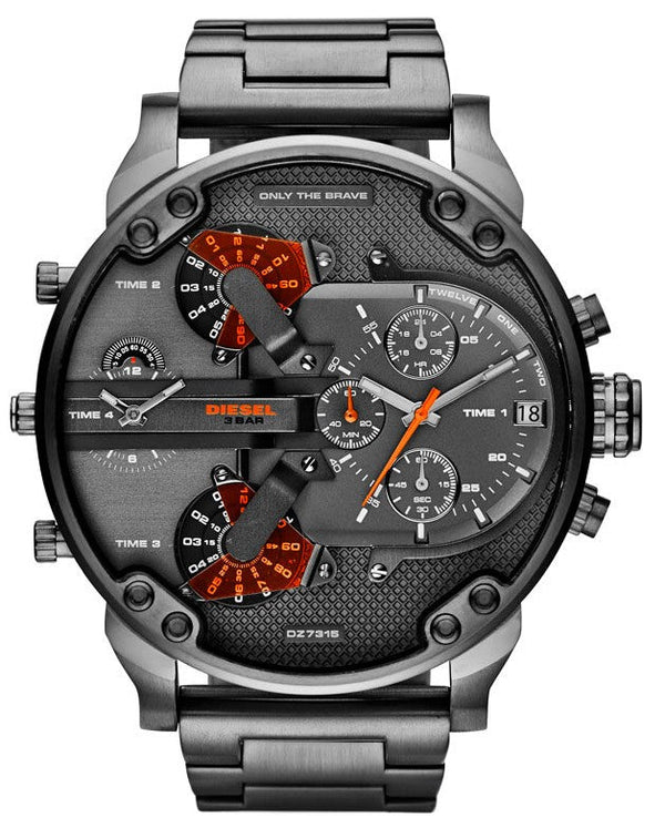 Shop Diesel Mr Daddy 2.0 Chronograph Grey Dial Grey Steel Strap Watch For Men - DZ7315 in USA