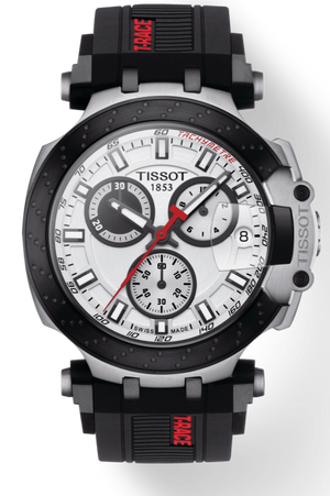 Tissot T Race Chronograph White Dial Black Silicone Strap Watch For Men - T115.417.27.011.00