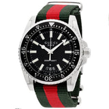 Shop Gucci Dive Black Dial Two Tone NATO Strap Watch For Men - YA136206 in USA