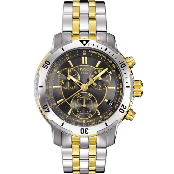 Tissot T Sport PRS 200 Chronograph Black Dial Two Tone Steel Strap Watch For Men - T067.417.22.051.00 Buy Now By Tissot