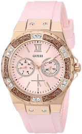 Guess Rose Gold Dial with Diamonds Pink Rubber Strap Watch For Women - W1053L3