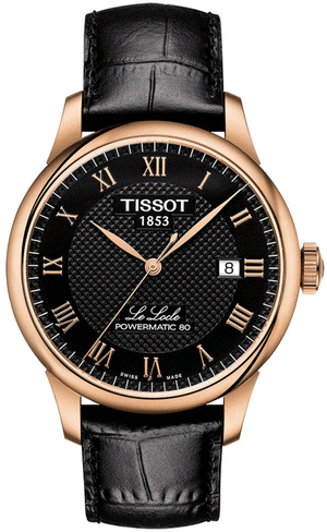 Tissot Le Locle Powermatic 80 Black Dial Black Leather Strap Watch For Men - T006.407.36.053.00