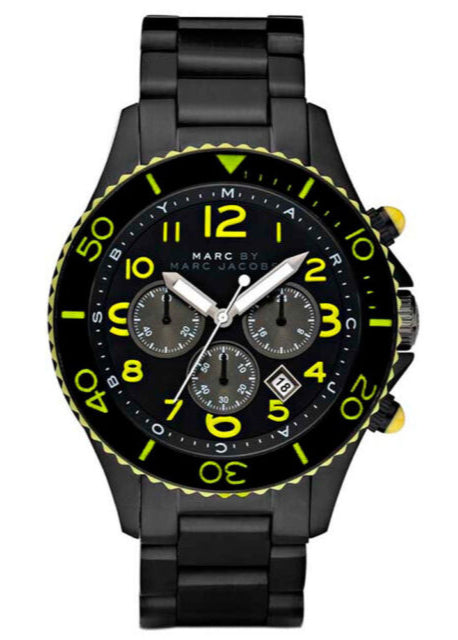 Shop Marc Jacobs Rock Chronograph Black Dial Black Steel Strap Watch for Men - MBM5026 in USA