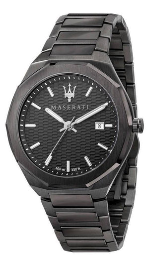 Maserati Stile Quartz Black Dial Black Steel Strap Watch For Men - R8853142001