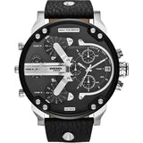 Shop Diesel Mr Daddy Black Dial Black Leather Strap Watch For Men - DZ7313 in USA