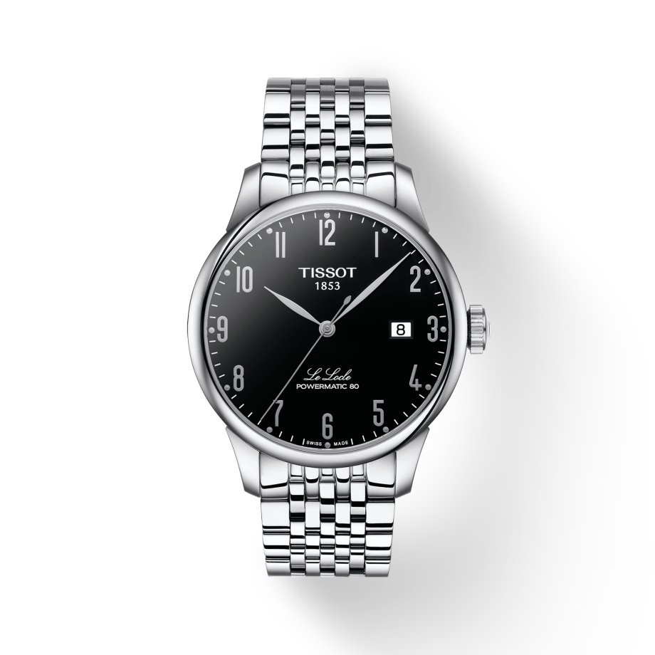 Tissot Le Locle Powermatic 80 Black Dial Silver Steel Strap Watch For Men - T006.407.11.052.00